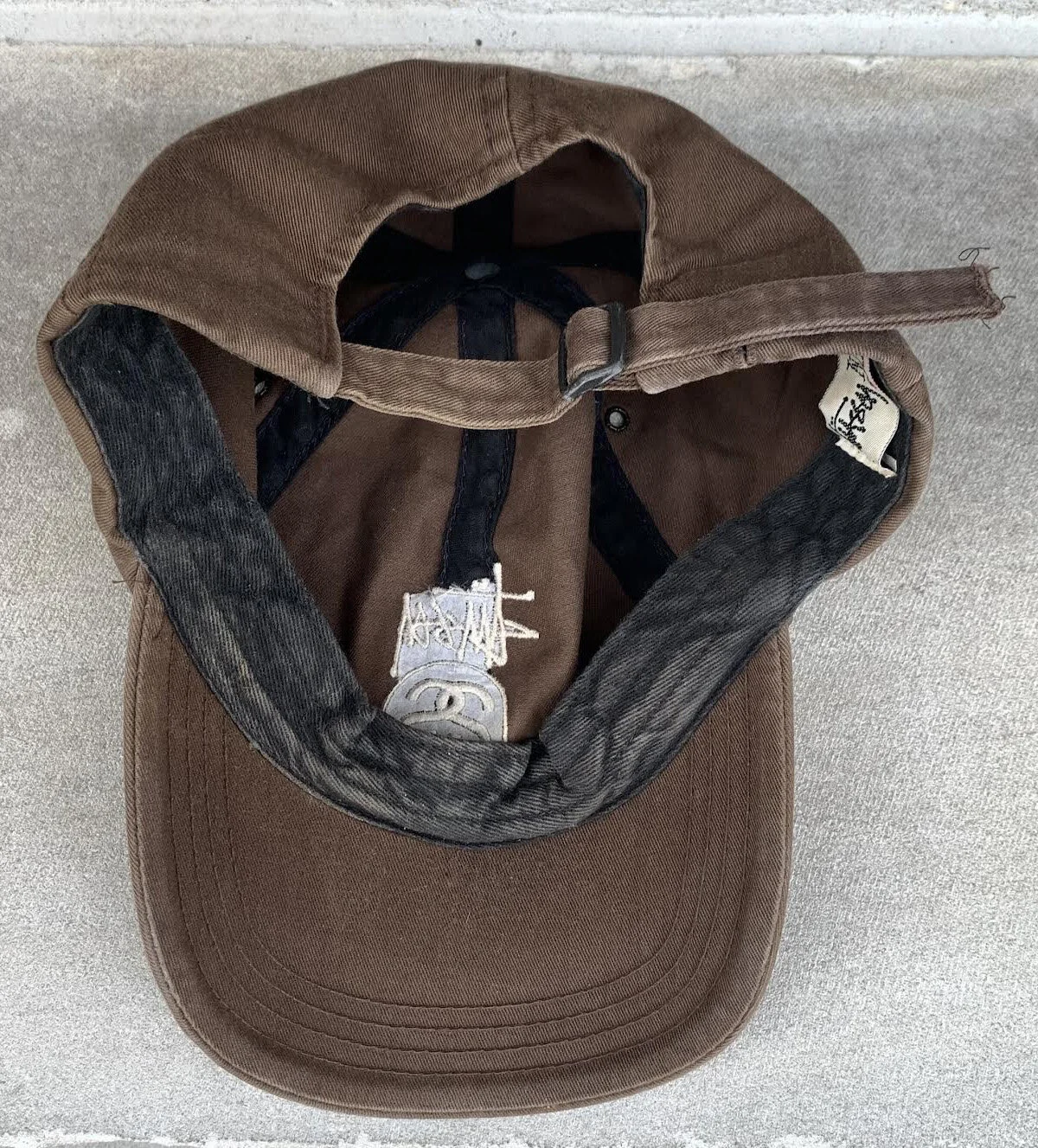 小物 vintage stussy muffler brown Vintage Stussy SS Brown Strapback — RootsBK